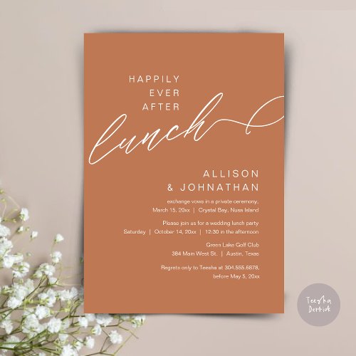Happily Ever After Lunch Wedding Copper Brown Invitation