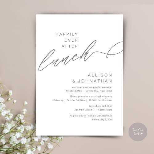 Happily Ever After Lunch Wedding Dark Grey Invitation