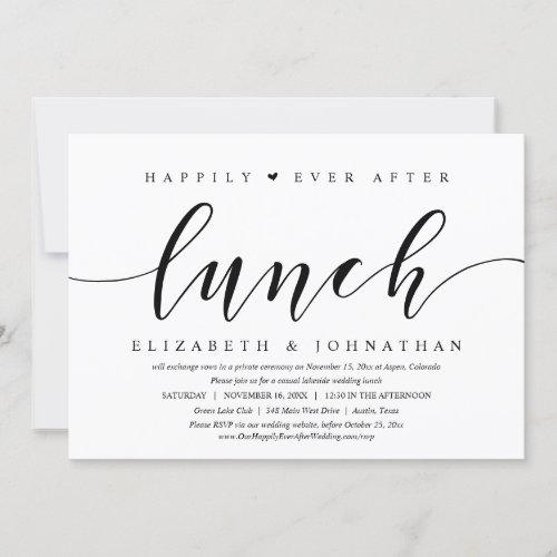 Happily Ever After Lunch Wedding Elopement Invita Invitation