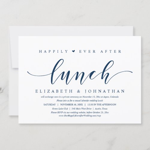 Happily Ever After Lunch Wedding Elopement Invita Invitation