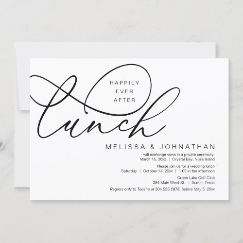 Happily Ever After Lunch Wedding Elopement Invitation