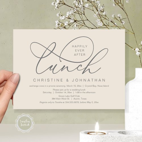 Happily Ever After Lunch Wedding Elopement Invitation