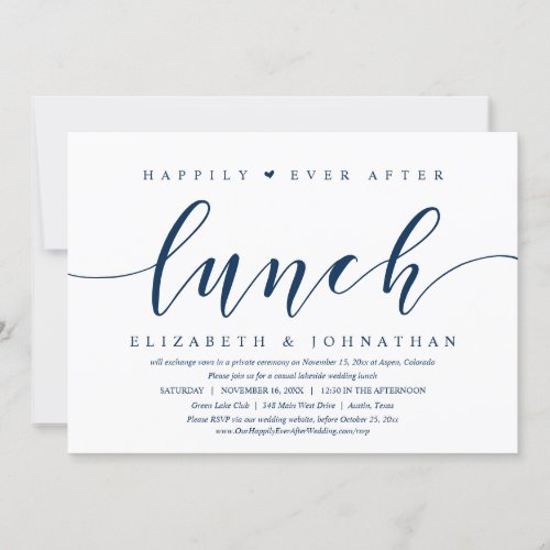 Happily Ever After Lunch Wedding Elopement Invitation