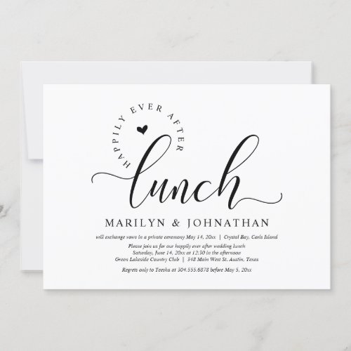 Happily Ever After Lunch Wedding Elopement Party Invitation