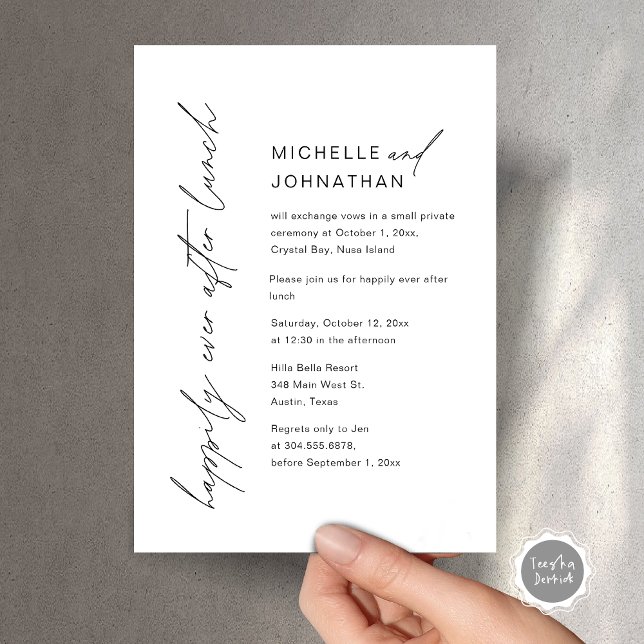 Happily Ever After Lunch, Wedding Elopement Party Invitation (Happily Ever After Party, Wedding Lunch Celebration Invitation Card, Printed and Digital File.)