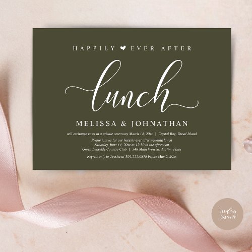 Happily Ever After Lunch Wedding Elopement party Invitation