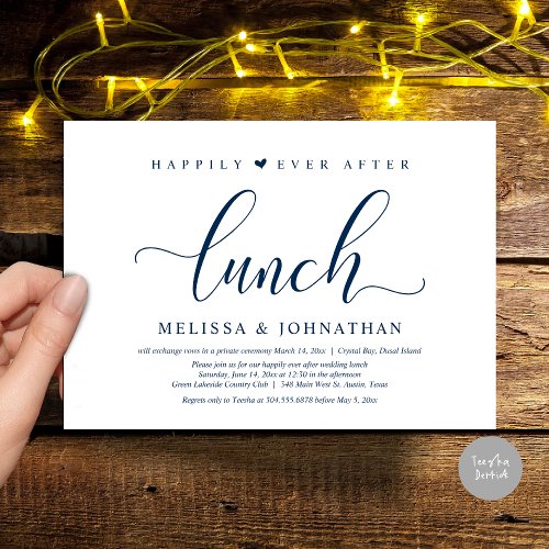 Happily Ever After Lunch Wedding Elopement party Invitation