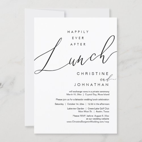 Happily Ever After Lunch Wedding Elopement Script Invitation