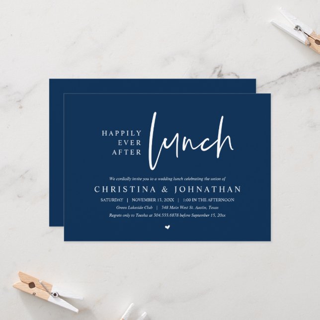 Happily Ever After Lunch Wedding Party Celebration Invitation (Front/Back In Situ)