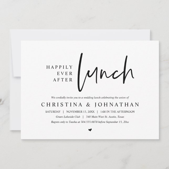 Happily Ever After Lunch Wedding Party Celebration Invitation (Front)