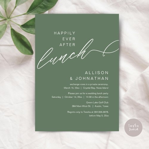 Happily Ever After Lunch Wedding Sage Green Invitation