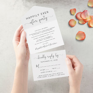 Happily Ever After Menu Choice Wedding Reception All In One Invitation