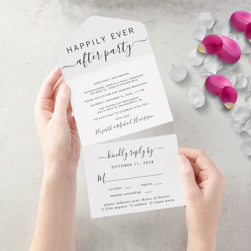 Happily Ever After Menu Choice Wedding Reception All In One Invitation