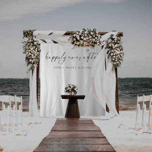 Happily Ever After Minimalist B&W Wedding Backdrop