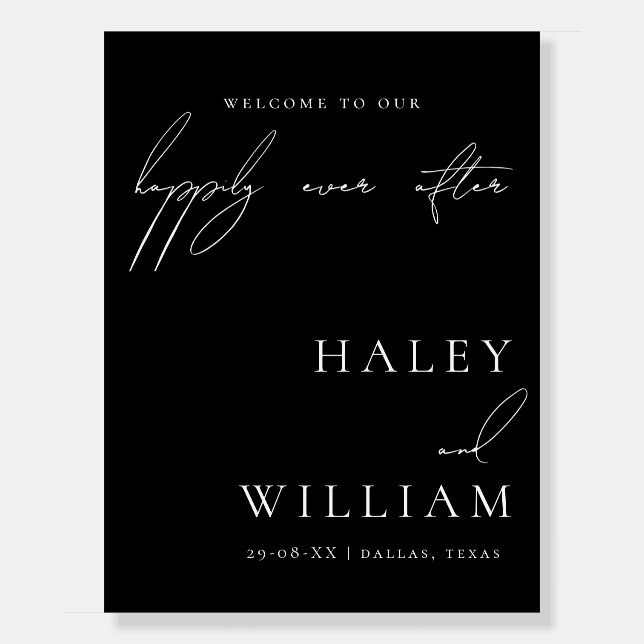 Happily Ever After Minimalist Whimsical Wedding Foam Board (Front)