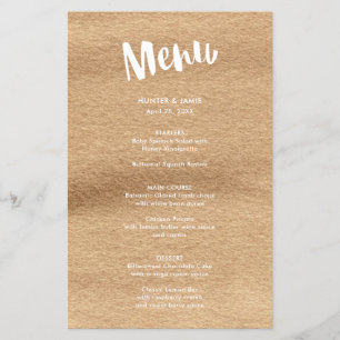 Happily Ever After Mocha Watercolor Wedding Menu Flyer