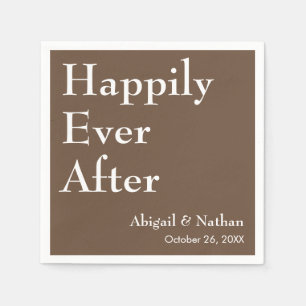 Happily Ever After Mocha Wedding Elegant Minimal Napkins