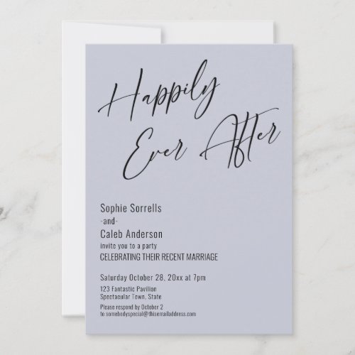 Happily Ever After Modern Elegant Dusty Blue Invitation