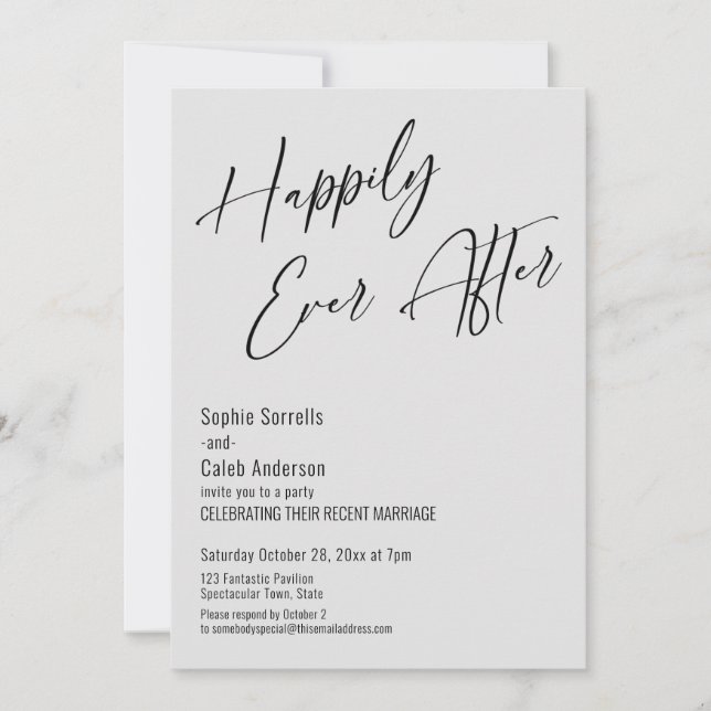 Happily Ever After Modern Elegant Light Gray Invitation (Front)