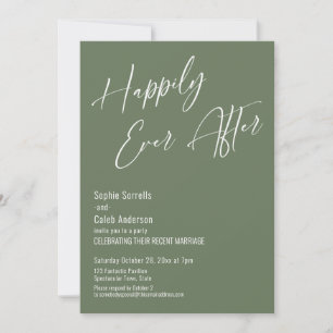 Happily Ever After Modern Elegant Olive Green Invitation