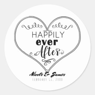 Happily Ever After Modern Fairy Tale Wedding Favor Classic Round Sticker