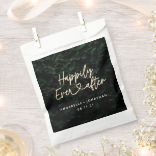 Happily ever after modern foliage wedding party favor bag
