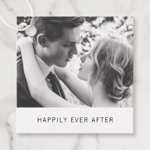 Happily Ever After Modern Photo Wedding Favor Tags