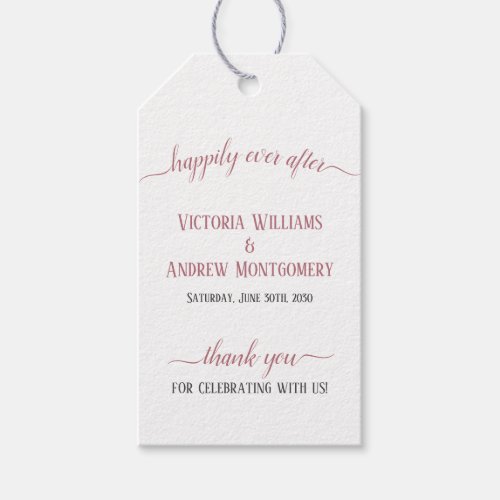 Happily Ever After Modern Rose Gold Script Wedding Gift Tags