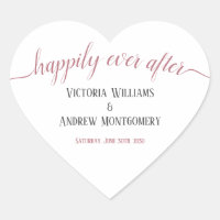 Happily Ever After Modern Rose Gold Script Wedding Heart Sticker