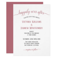 Happily Ever After Modern Rose Gold Script Wedding Invitation