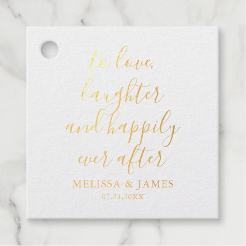 Happily Ever After Modern Wedding Photo Foil Favor Tags