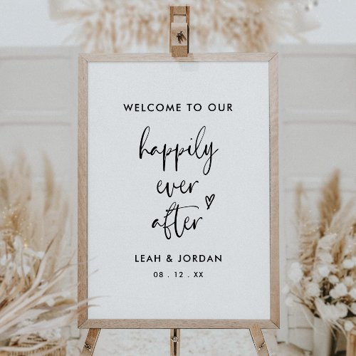 Happily Ever After Modern Wedding Welcome Sign
