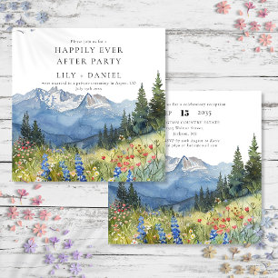 Happily Ever After Mountain Floral Wedding Invitation