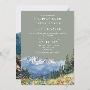 Happily Ever After Mountain Sage Wedding Photo Invitation
