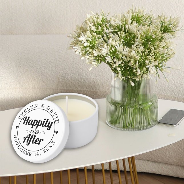 Happily ever after names and wedding date mini candle favors (Creator Uploaded)
