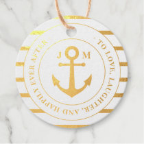 Happily Ever After Nautical Monogram Wedding Foil Favor Tags