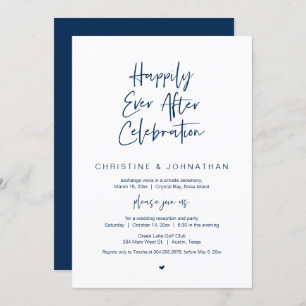 Happily Ever After, Navy Blue, Elopement Invitation