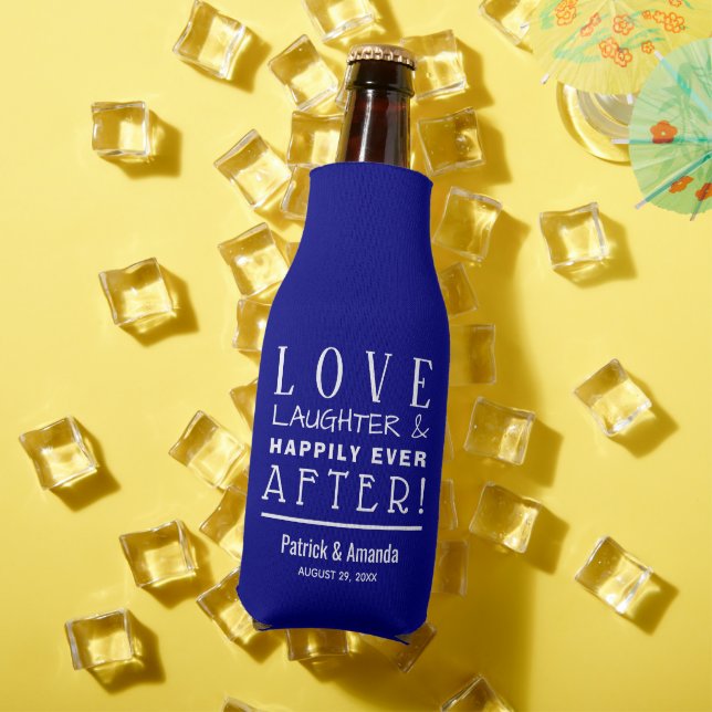 Happily Ever After NAVY BLUE Wedding Bottle Cooler (In Situ Summer)