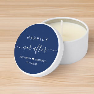Happily Ever After Navy Blue Wedding Mini Candle Favors