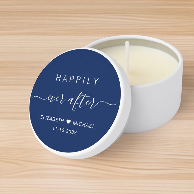 Happily Ever After Navy Blue Wedding Mini Candle Favors (Creator Uploaded)