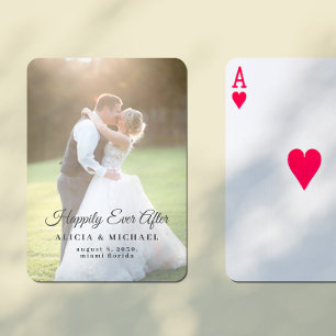 Happily ever after newlyweds wedding favor poker cards