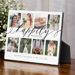 Happily Ever After Newlyweds Wedding Photo Collage Plaque<br><div class="desc">Special personalized newlywed wedding photo collage plaque to display your own special wedding photos and memories. Our design features a simple 8 photo collage grid design with "Happily Ever After" designed in a beautiful handwritten black script style text pairing. Each photo is framed with a simple offset gold colored border....</div>