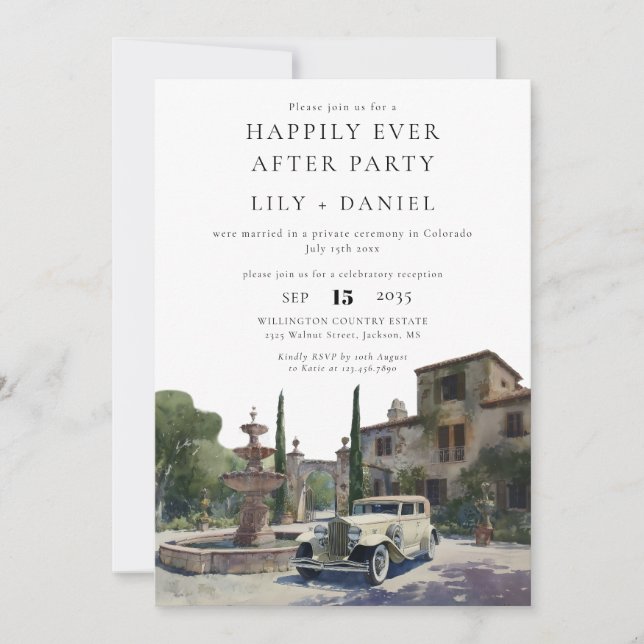 Happily Ever After Old Money Estate Wedding Invitation (Front)