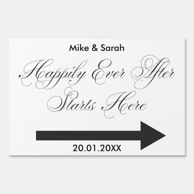Happily Ever after Outdoor wedding yard sign (Front)