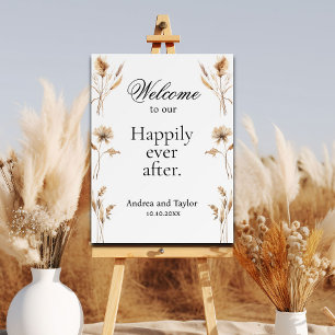 Happily Ever After Pampas Grass Wedding Reception  Foam Board