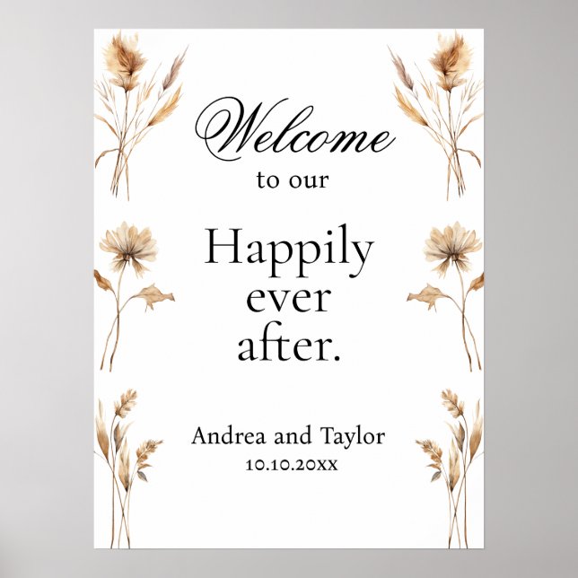 Happily Ever After Pampas Grass Wedding Reception  Poster (Front)
