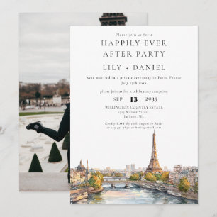 Happily Ever After Paris France Photo Wedding Invitation