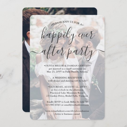 Happily Ever After Party 2 Photo Overlay Wedding Invitation 6057