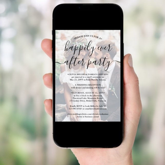 Happily Ever After Party 2 Photo Overlay Wedding Invitation (Front Digital)