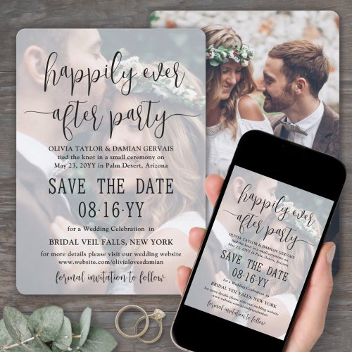 Happily Ever After Party 2 Photo Overlay Wedding Save The Date